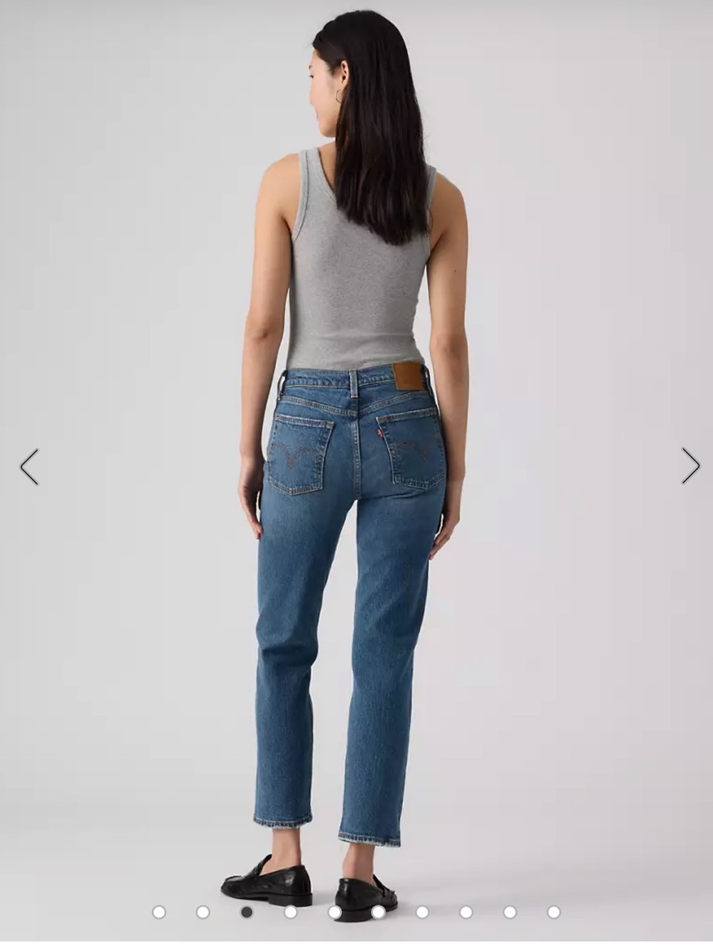 Levi's Wedgie Straight Jeans — Light Blue Denim with Contrast Stitching - Picture 3 of 8